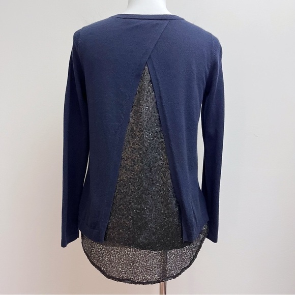 BODEN Navy Blue Merino Wool Open Wrap Lila Sequin Back Jumper Sweater Small - Picture 10 of 10